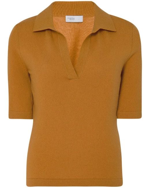Rosetta Getty Gebreid Poloshirt Met Open Hals in het Brown
