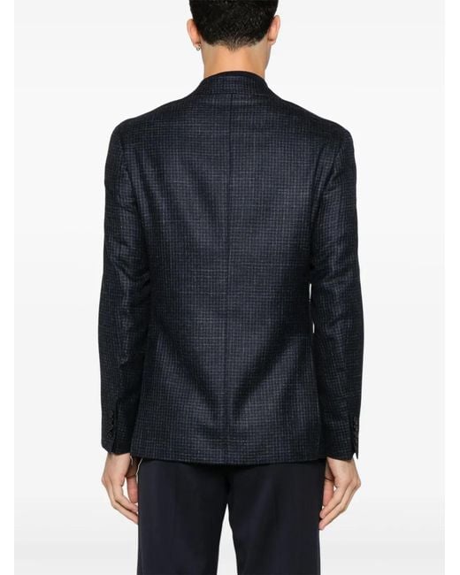 Canali Blue Houndstooth-Pattern Blazer for men