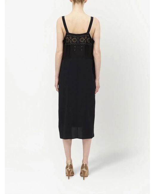 Maison Margiela Black Embroidered Midi Dress
