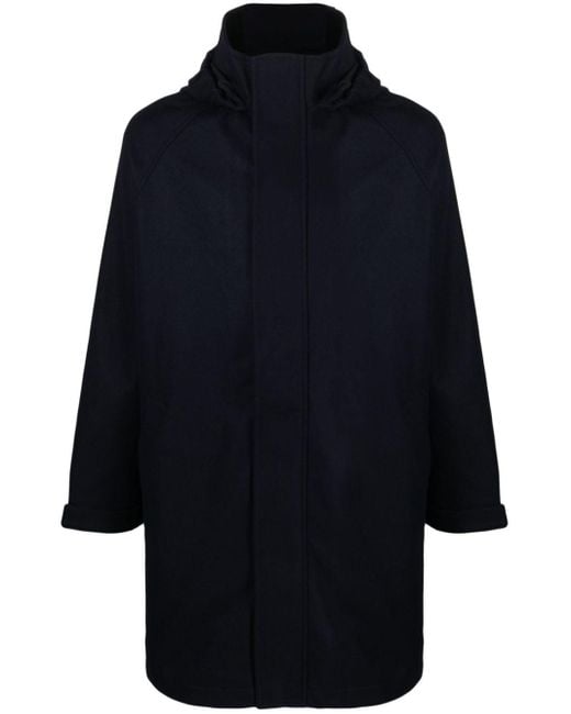 GR10K Blue Hooded Wool-blend Coat for men