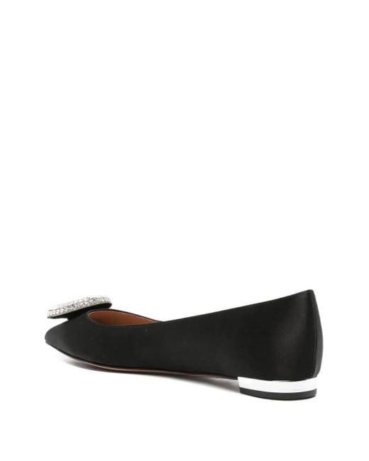 Aquazzura Black Crystal Hoop Embellished Flat Pumps