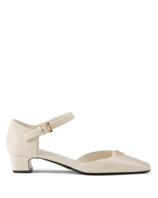 Prada エナメルレザー パンプス White