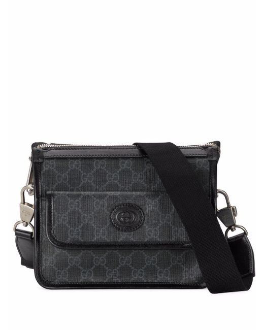Gucci Canvas Messenger Bag With Interlocking G in Black for Men | Lyst UK
