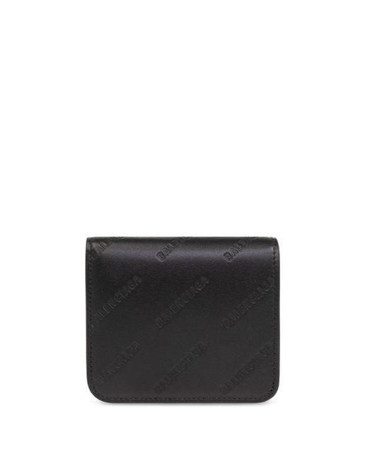 Portefeuille en cuir à logo embossé Balenciaga en coloris Black
