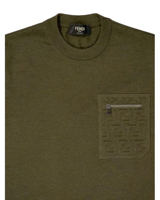 Fendi Green Knitted Jumper for men