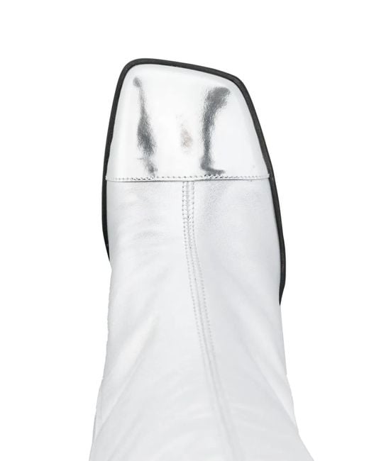 CAREL PARIS White Moon Leather Ankle Boots