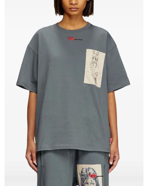 Camiseta T-Boxt de x Damiano David DIESEL de color Gray