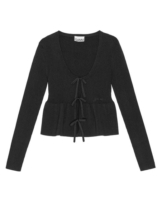 Ganni Black Ribbed Cardigan