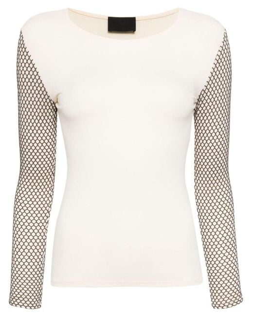 Puppets and Puppets White Mannequin Mesh-embellished Top