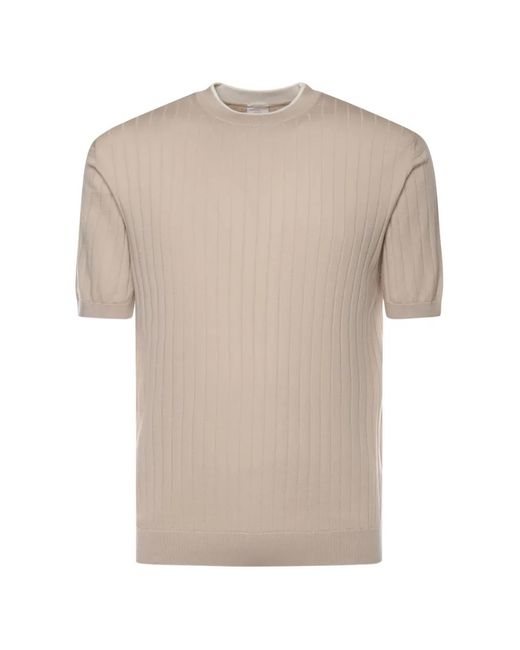 Eleventy Natural Cotton Ribbed T-Shirt for men