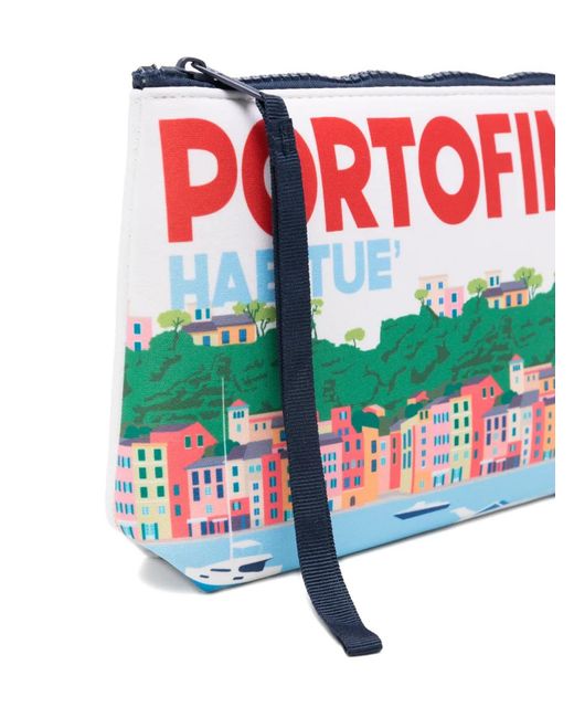Mc2 Saint Barth Red Aline Portofino-Print Clutch Bag
