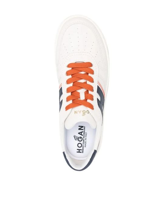 Hogan White Logo-Patch Low-Top Sneakers