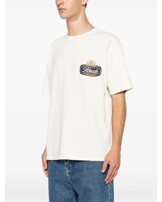 Rhude White Safari Crest Graphic T-Shirt for men