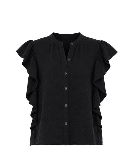Xirena Black Ashlyn Ruffled Blouse