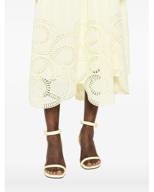 Elie Saab White Tie-Neck Midi Dress