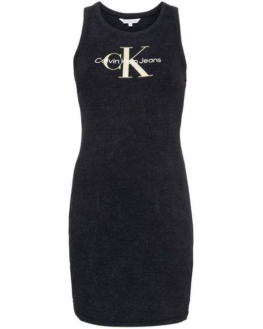 Calvin Klein Black Logo-print Mini Dress