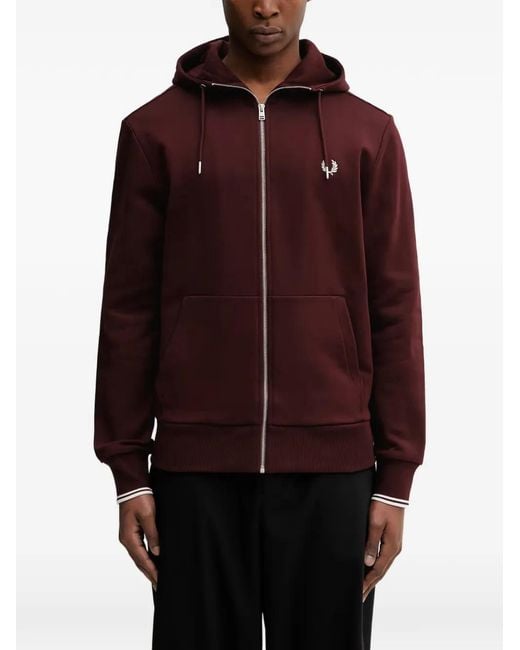 Fred Perry Purple Logo-Embroidered Zip-Up Hoodie for men