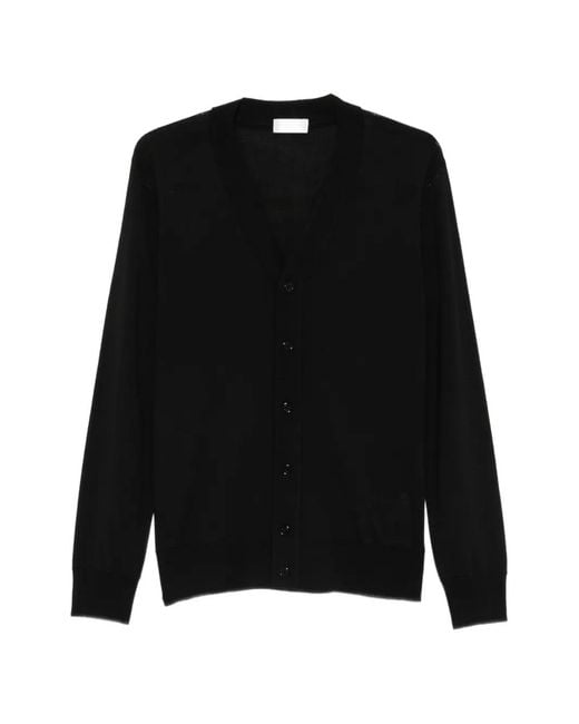 Paolo Pecora Black V-Neck Button-Up Cardigan for men