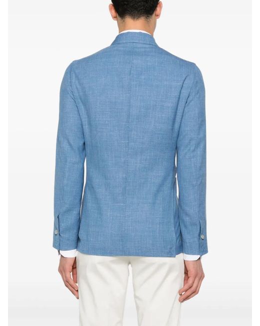 Barba Napoli Blue Double-Breasted Blazer for men