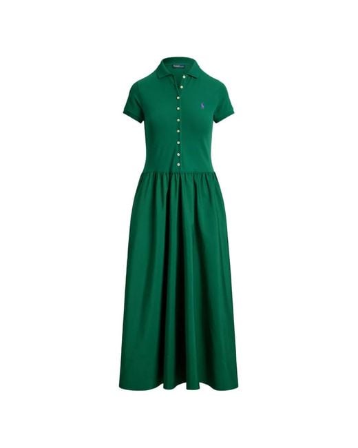 Polo Ralph Lauren Green Button Midi Dress