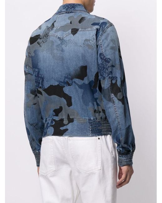 Versace Jeans Couture Jeans-Bomberjacke mit Camouflage-Print in Blau für  Herren - Lyst