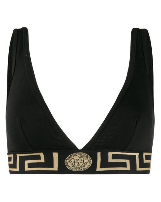 Versace Black Bralette With Greek Edge