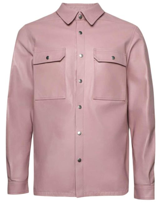 Rick Owens Leren Overhemd Met Drukknoop in het Pink voor heren