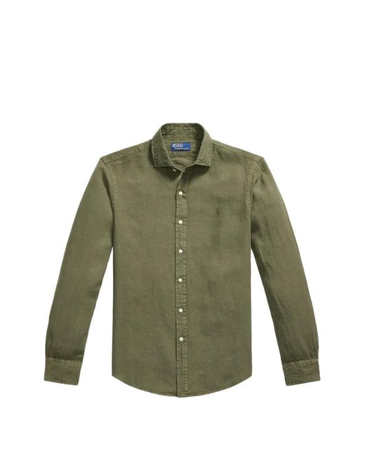 Polo Ralph Lauren Green Linen Shirt for men