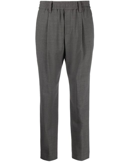 Brunello Cucinelli Gray Elasticated-Waist Tailored Trousers