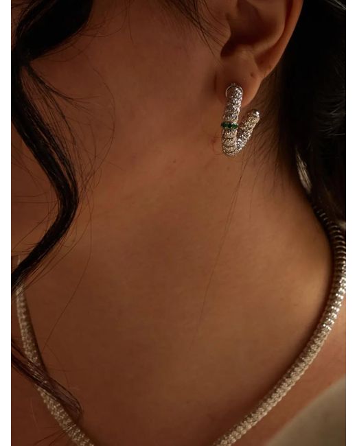 Officina Bernardi White 18Kt Enigma Emerald Hoop Earrings