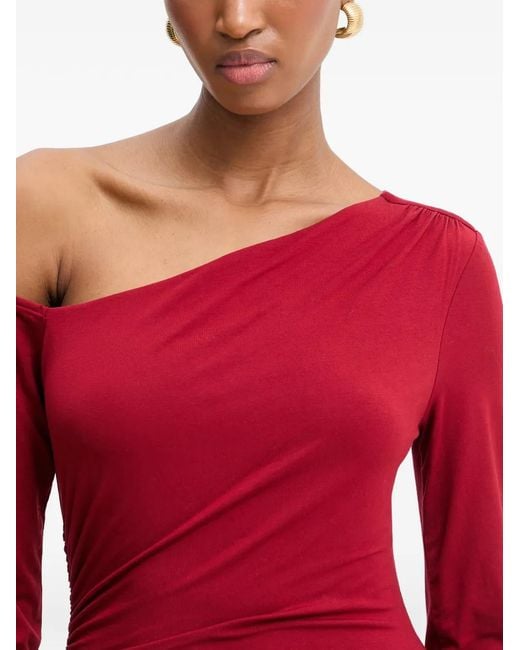 Guess Red One-Shoulder Long-Sleeve Top