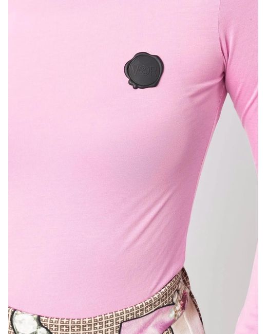 Viktor & Rolf Pink Signature Seal Turtleneck Top