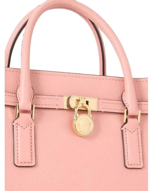 Michael Kors Pink Padlock-Detail Leather Tote Bag