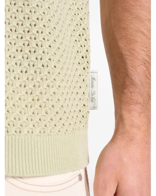 Manière De Voir Natural Open Knit Polo Shirt for men