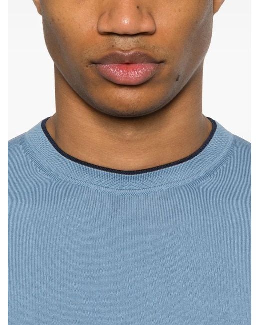 Canali Blue Fine-Knit T-Shirt for men