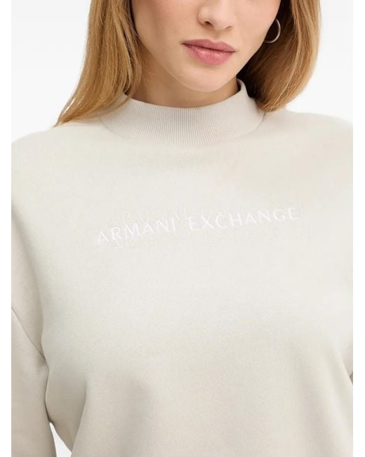 ARMANI EXCHANGE White High-Neck Logo Sweatshirt