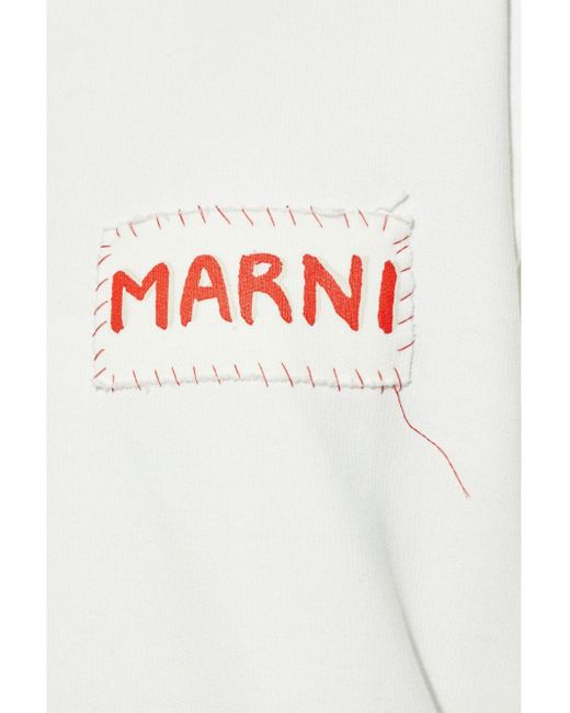 Marni White Logo-Print Cotton Sweatshirt for men