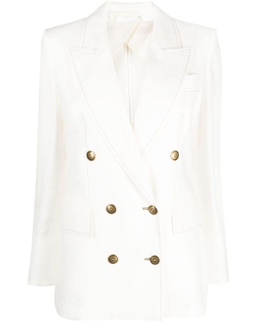 Max Mara White Double-Breasted Blazer Jacket
