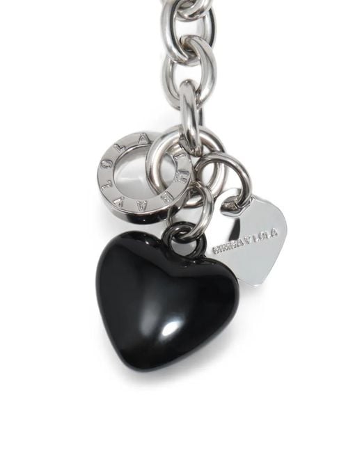 Bimba Y Lola Black Chain And Pearl Heart Bracelet