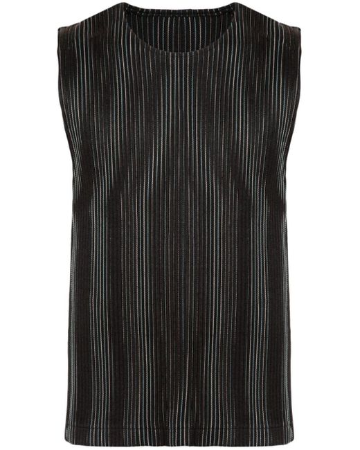 Homme Plissé Issey Miyake Black Pleated Tank Top for men