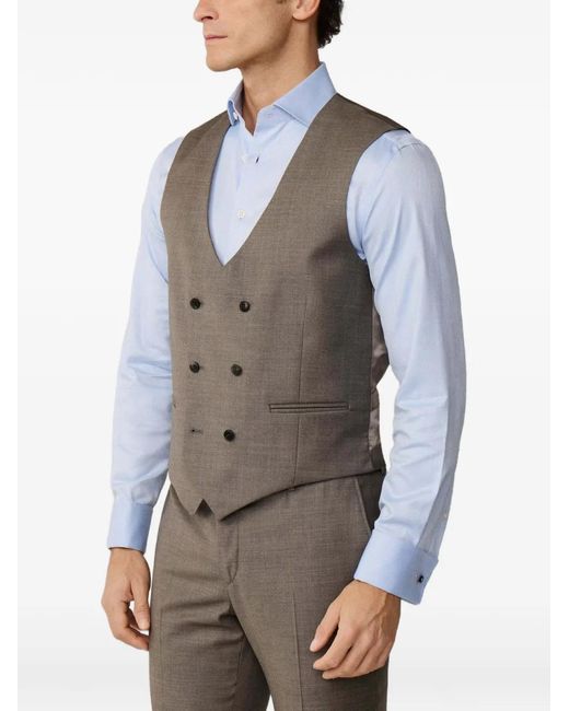 Hackett Gray Double-Breasted Waistcoat for men