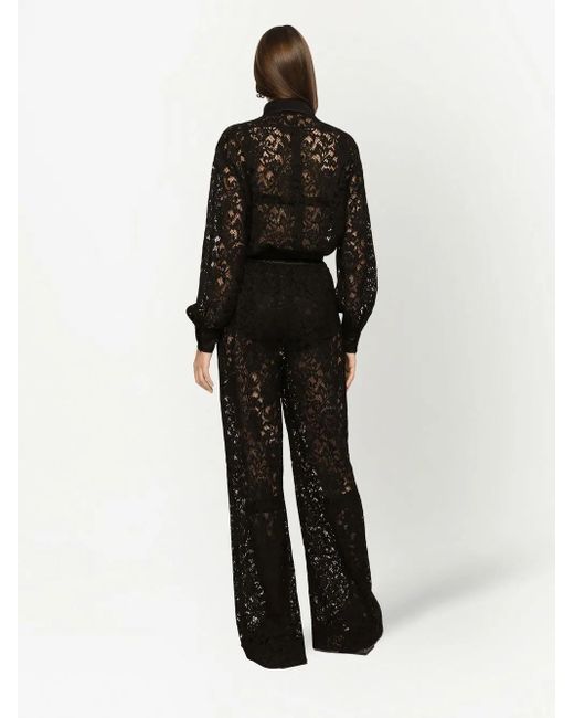 Dolce & Gabbana Black Dolce & Gabbana Lace Long Shirt Jumpsuit