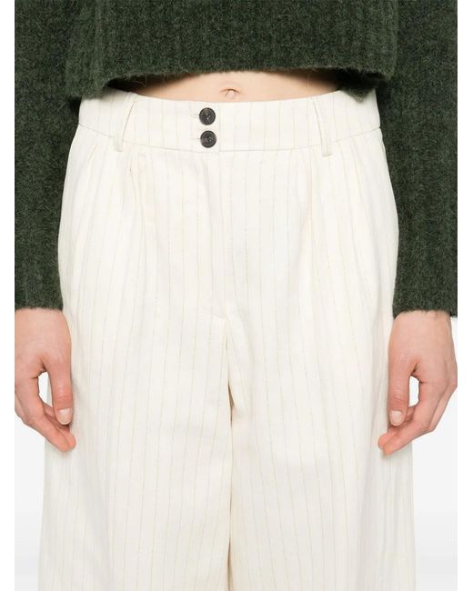 AllSaints White Payton Striped Twill Trousers