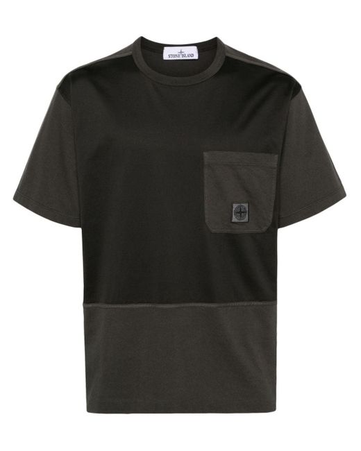 Stone Island Black Compass-patch Cotton T-shirt for men