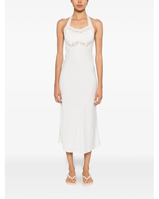 Frankie's Bikinis White Darcy Lace-Trim Midi Dress