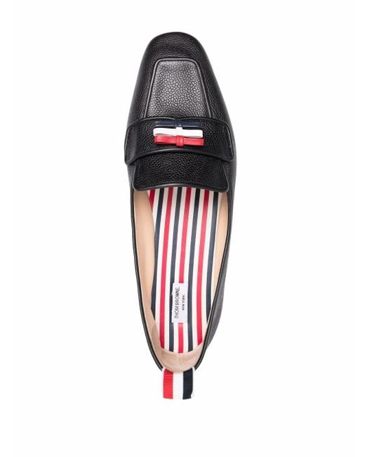 Thom Browne Black Three-Bow Almond-Toe Loafers