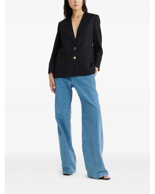 Patou Black Collarless Twill Jacket