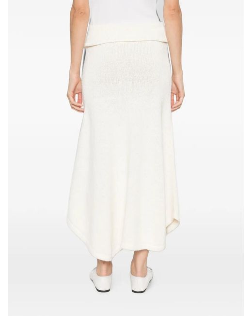AYA MUSE White Kena Asymmetric Knitted Maxi Skirt