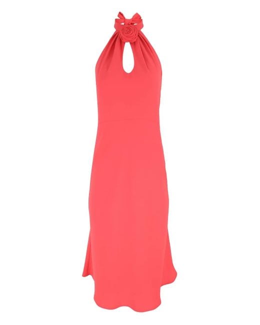 Tara Jarmon Pink Neckholder-Maxikleid Mit Roesenapplikation