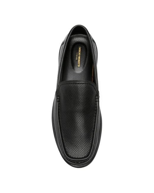 SERGIO MORETTI FIRENZE Black Perforated Leather Loafers for men